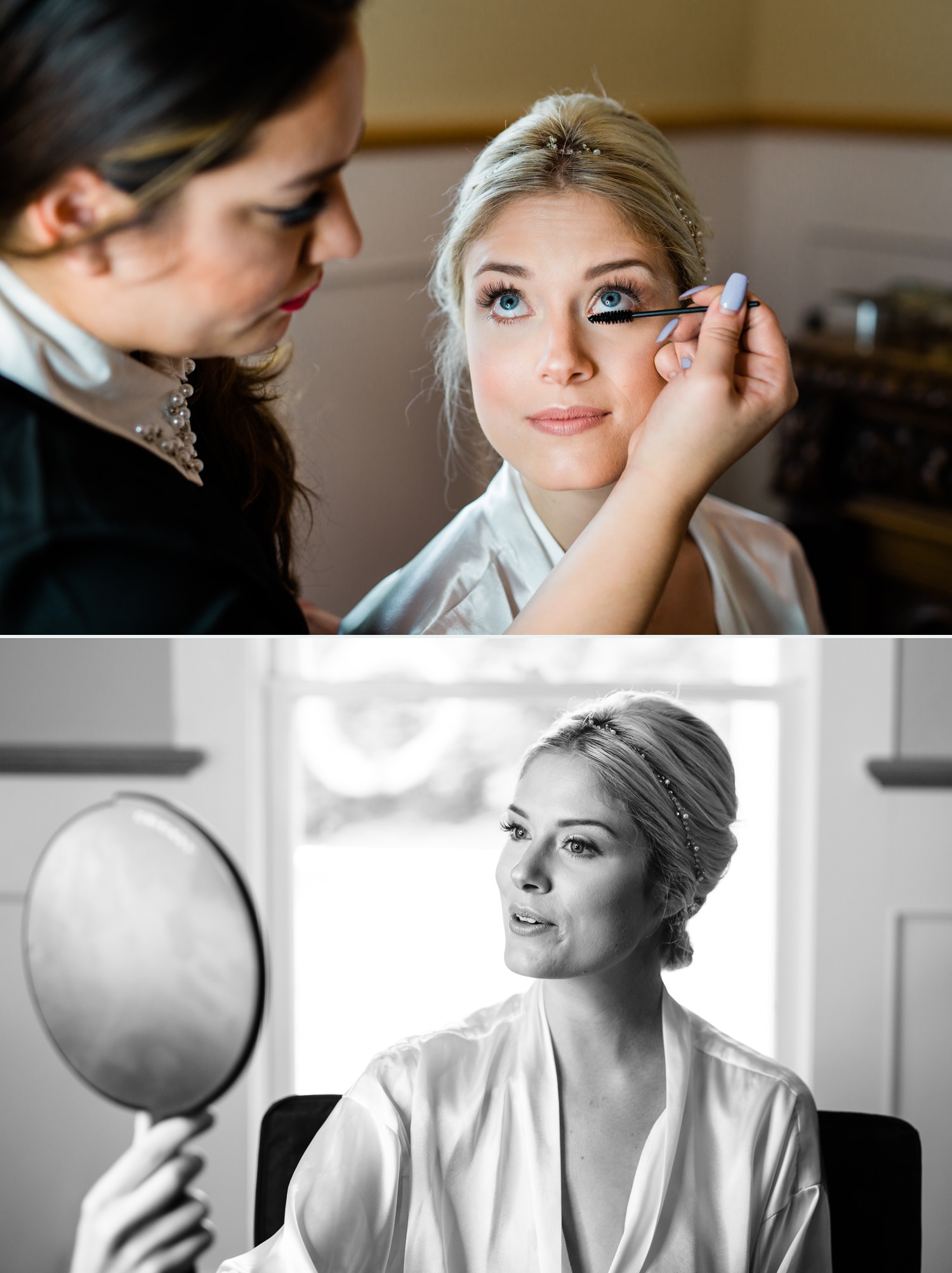 bride getting ready for elopement at mount rainier national park
