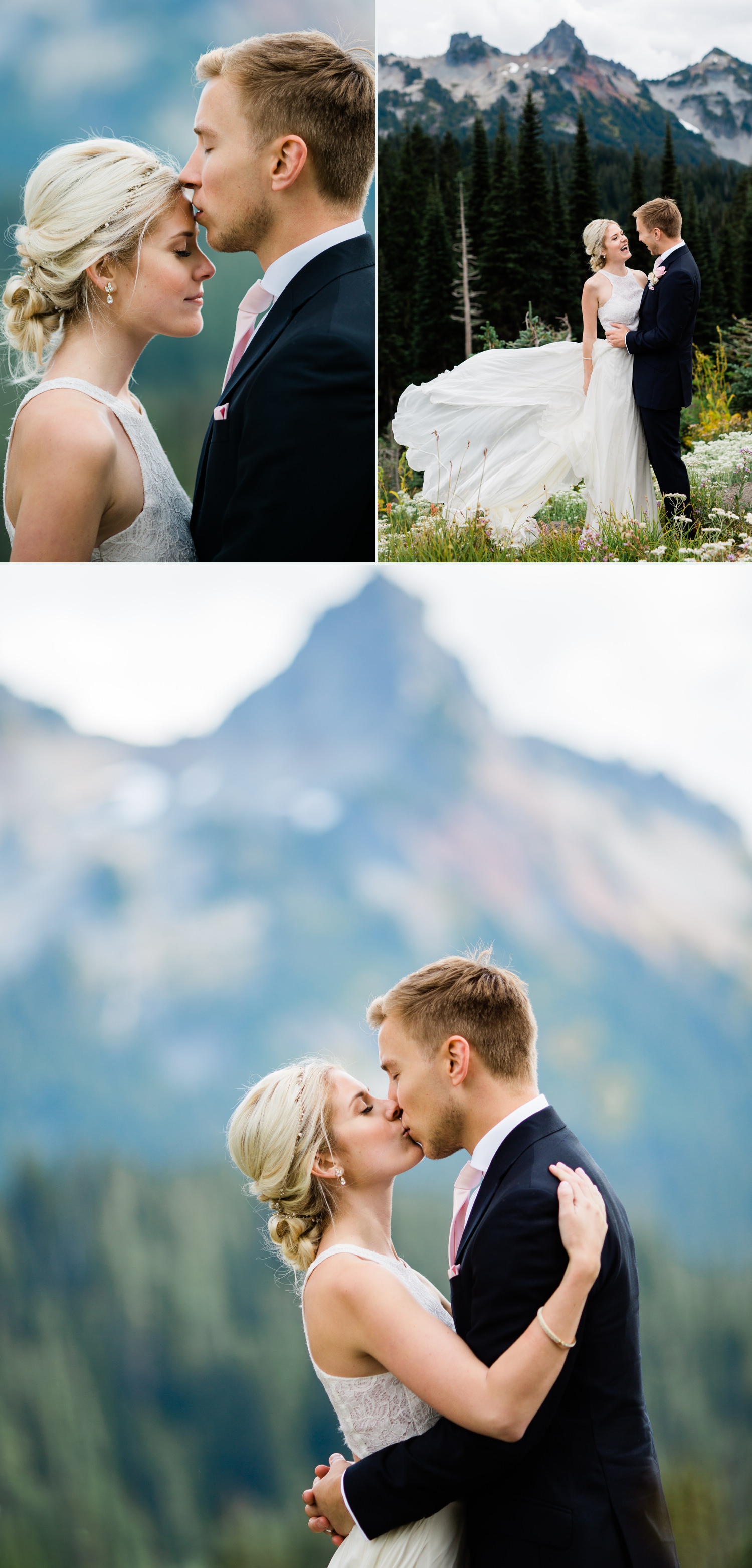seattle wedding photographer captures bride and groom at mount rainier national park