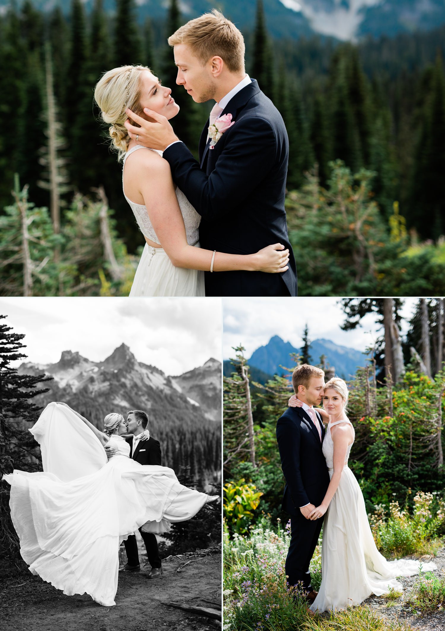wedding couple photos at mount rainier national park