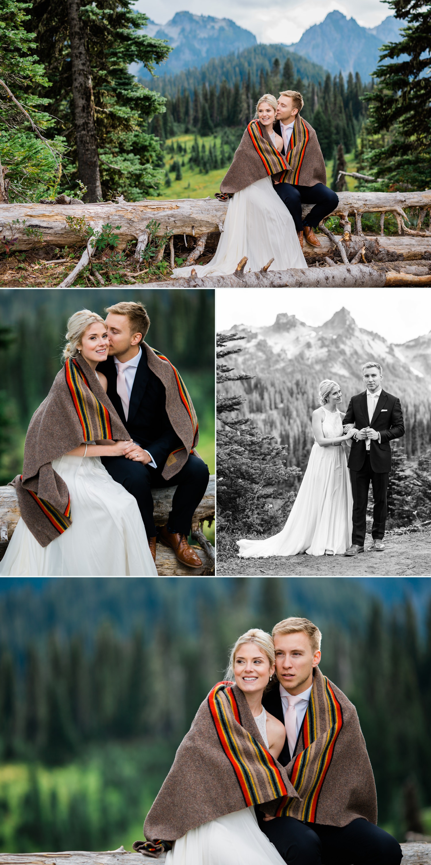cozy wedding portrait photography at mount rainier national park