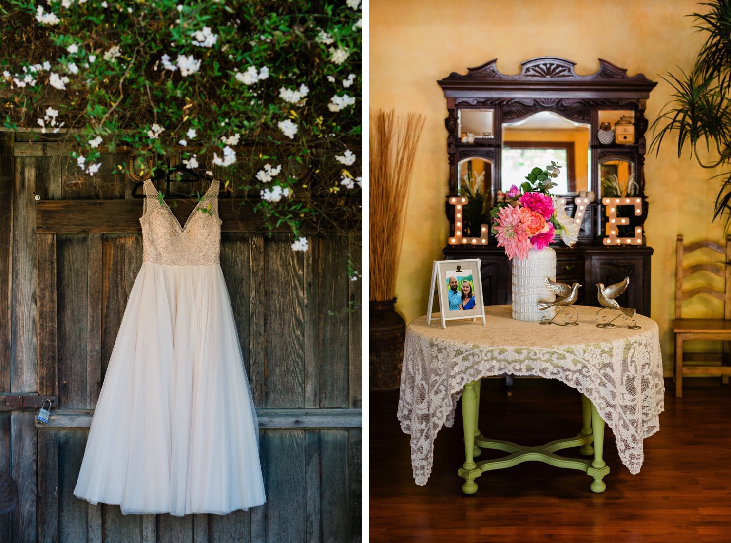 wedding dress and decor