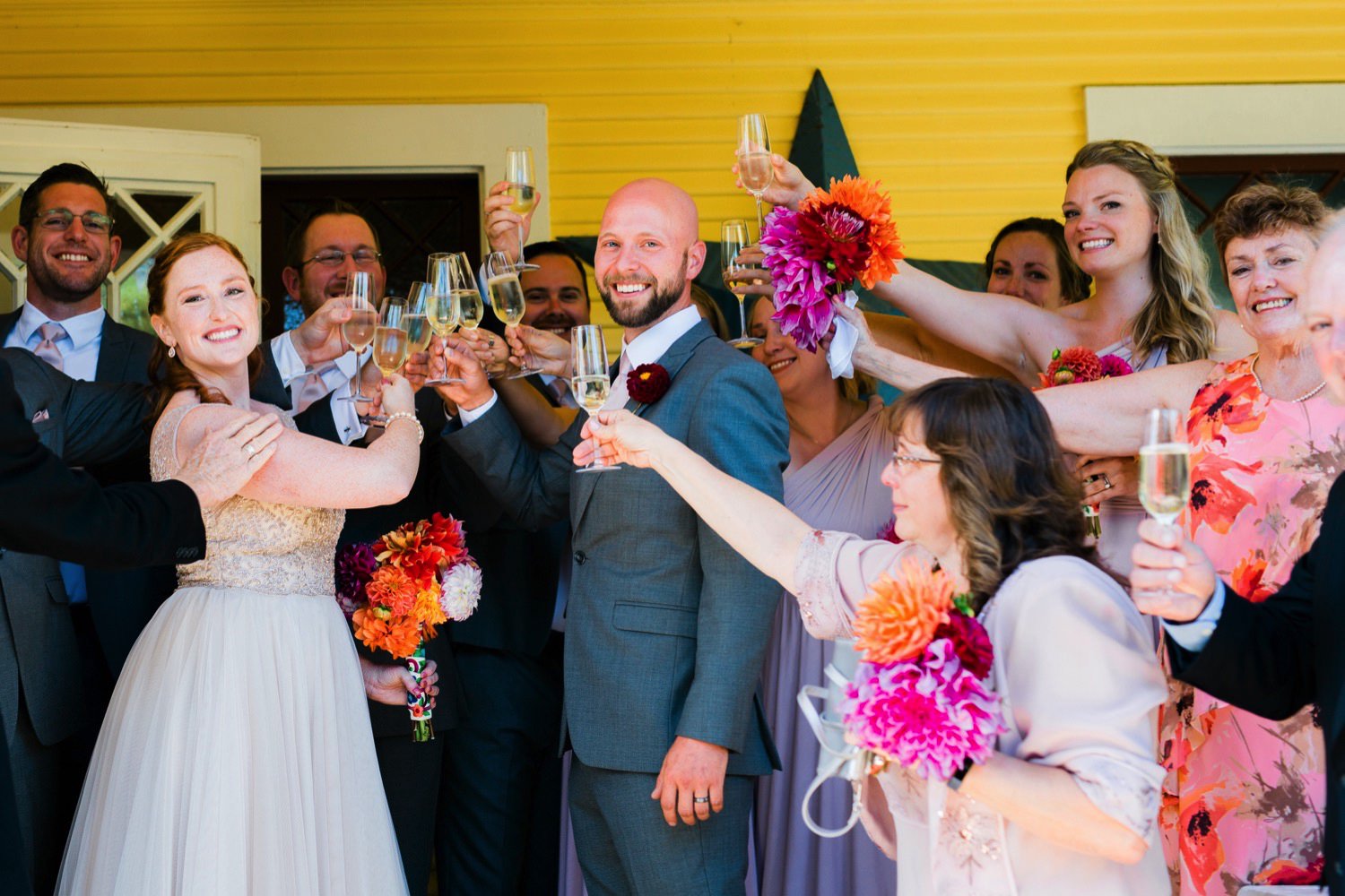 Seattle wedding photographer travels to capture champagne toast at wedding