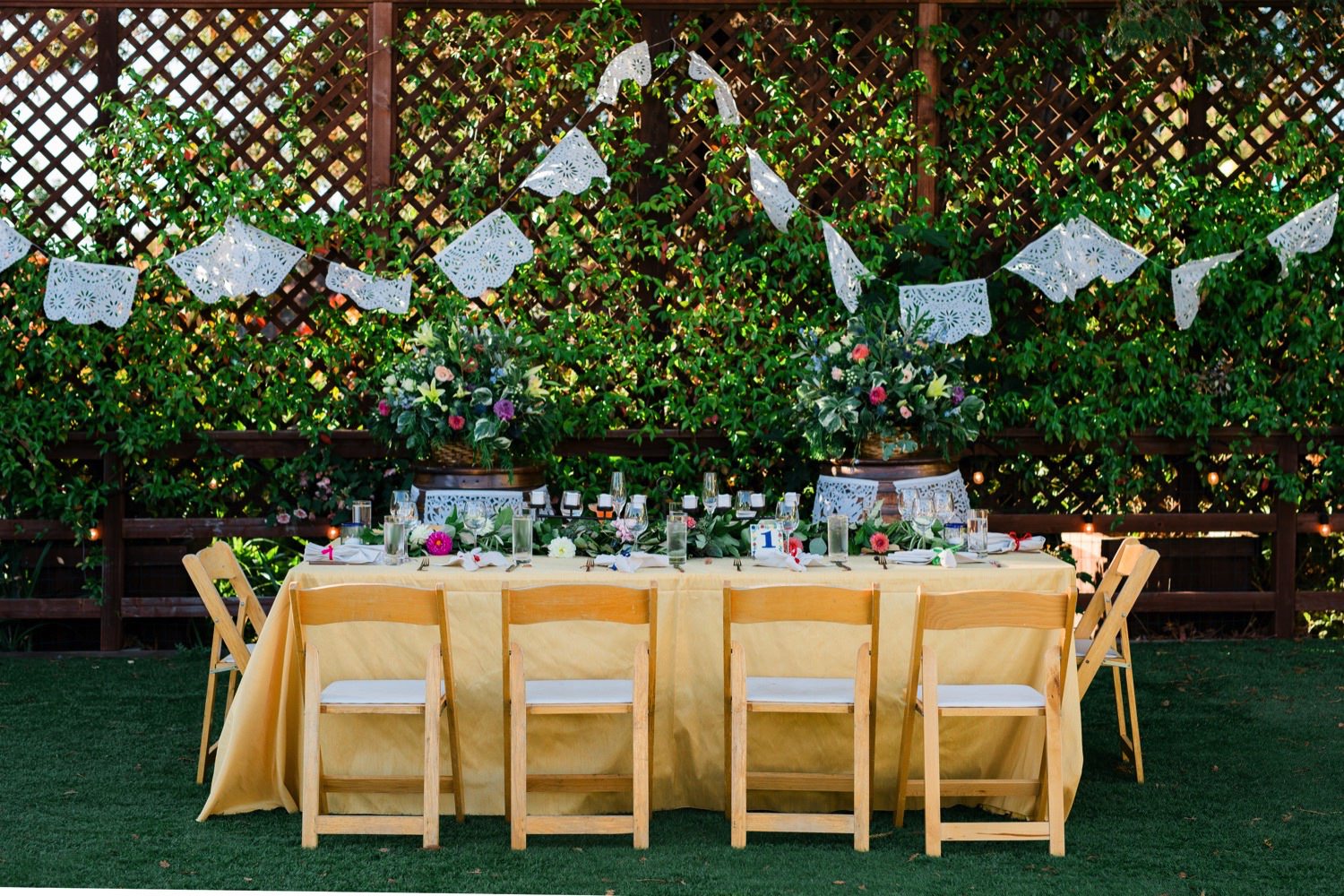 head table decor at Sova Gardens wedding