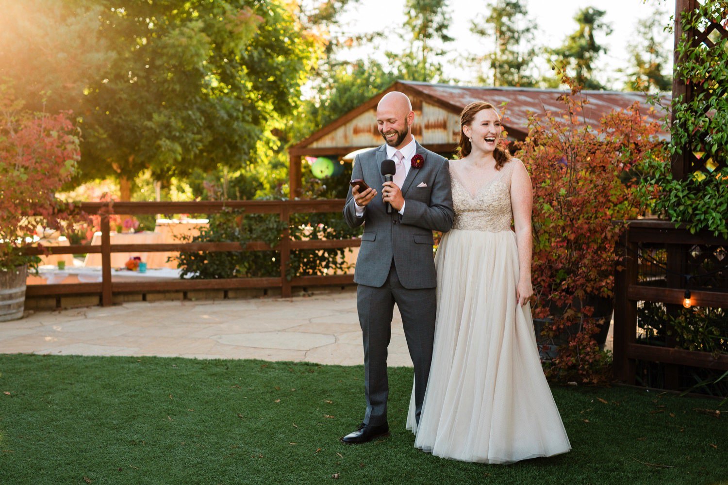 bride and groom speech at Sova Gardens
