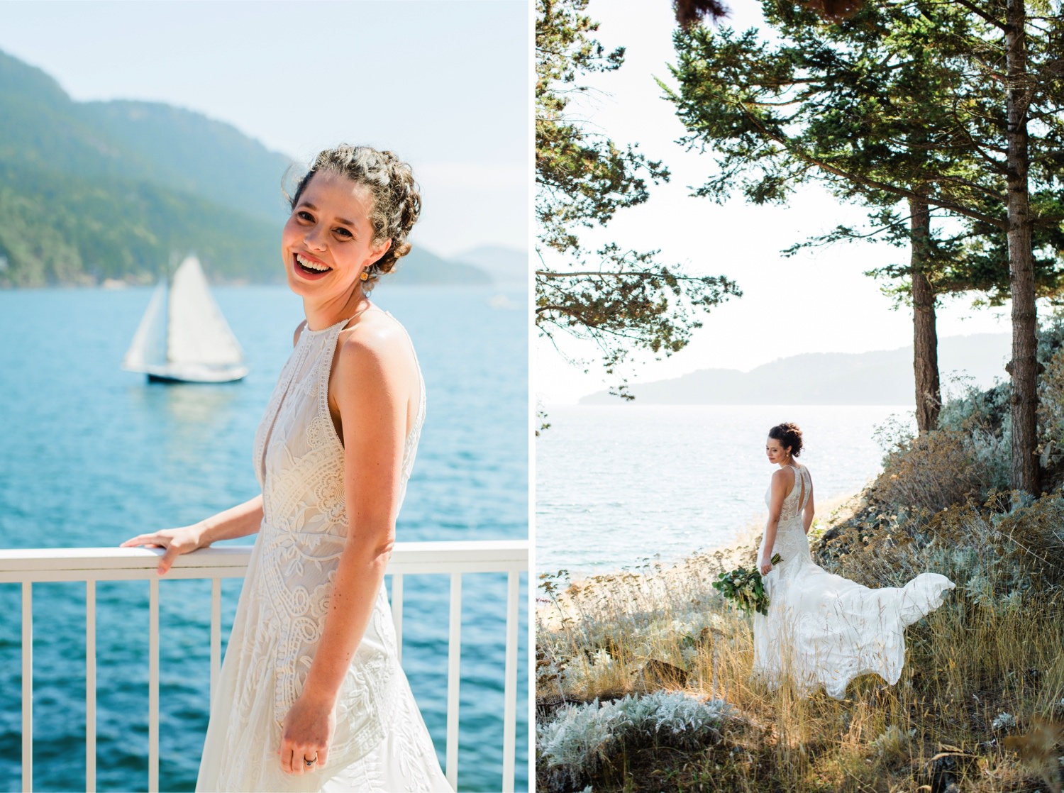 bride and water views on Orcas Island