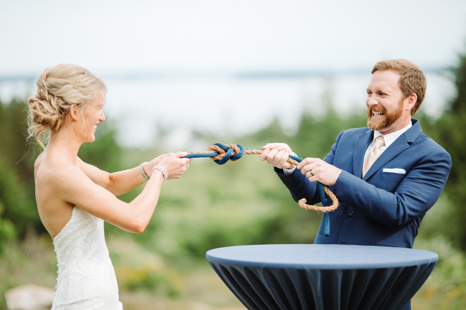 couple ties the knot at their ceremony at Saltwater Farm