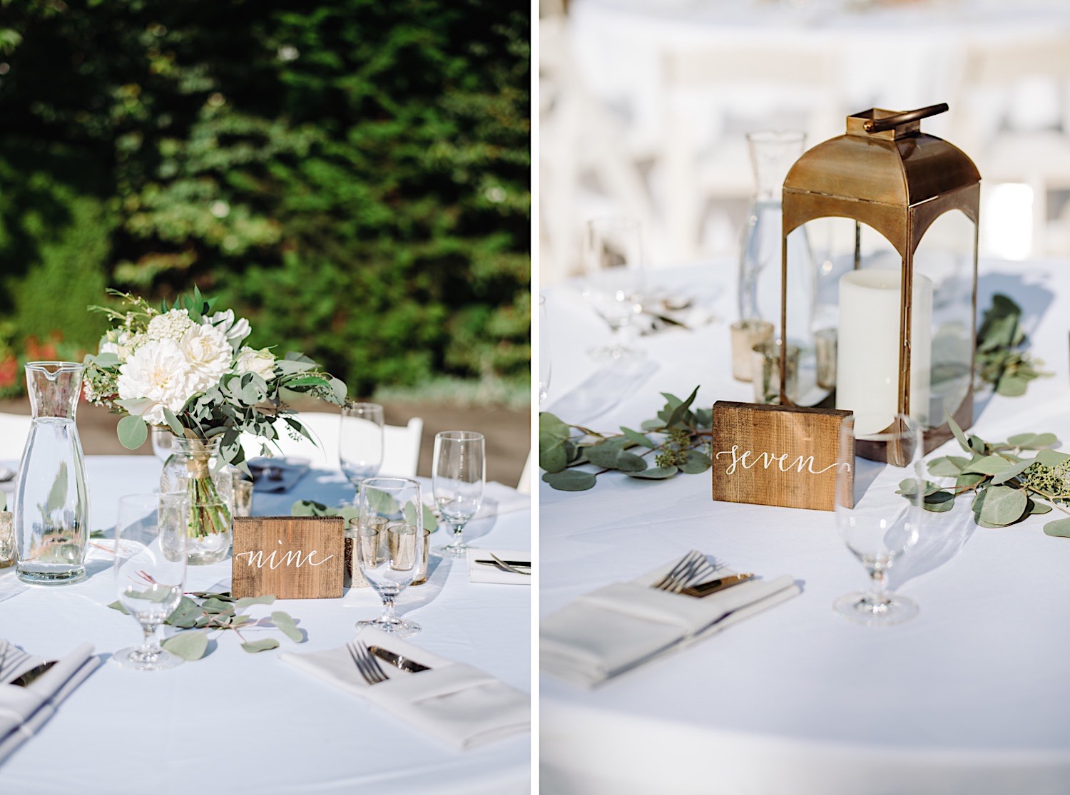 flowers and wedding decor on tables at Pine Creek Farms and Nursery