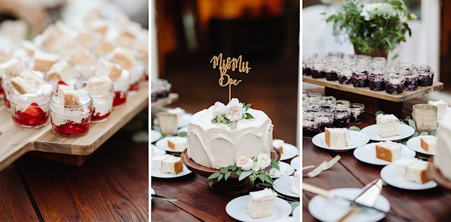 wedding cake and desserts at Pine Creek Farms and Nursery