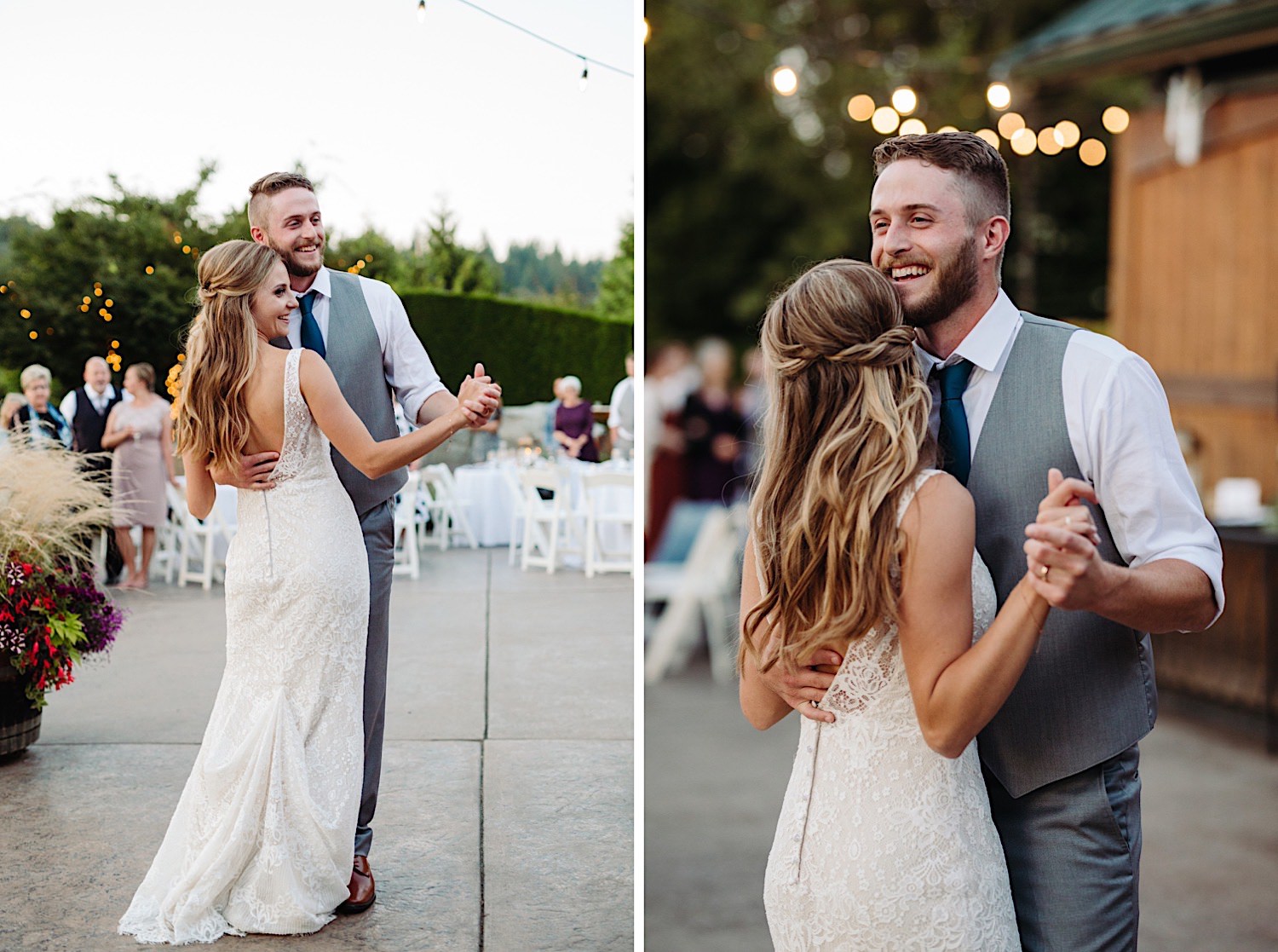 couple's first dance outdoors at Pine Creek Farms and Nursery
