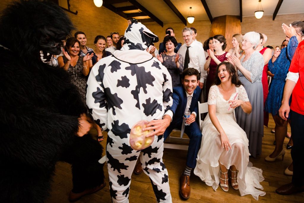 Jewish wedding shtick captured by Seattle wedding photographer
