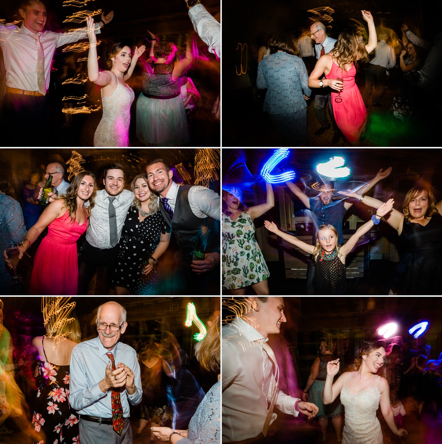 Dance party photos at a wedding at Woodland Park Zoo.