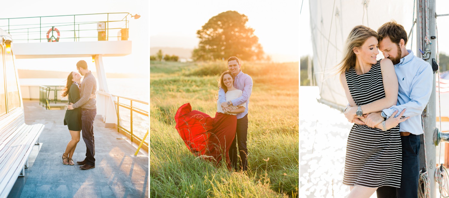engagement sessions at Discovery Park and on boats in the San Juan Islands