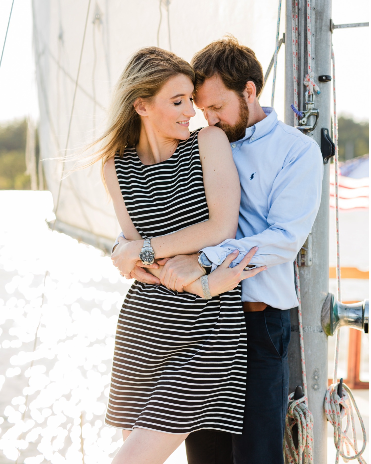 engagement session photos on sailboat in San Juan Islands