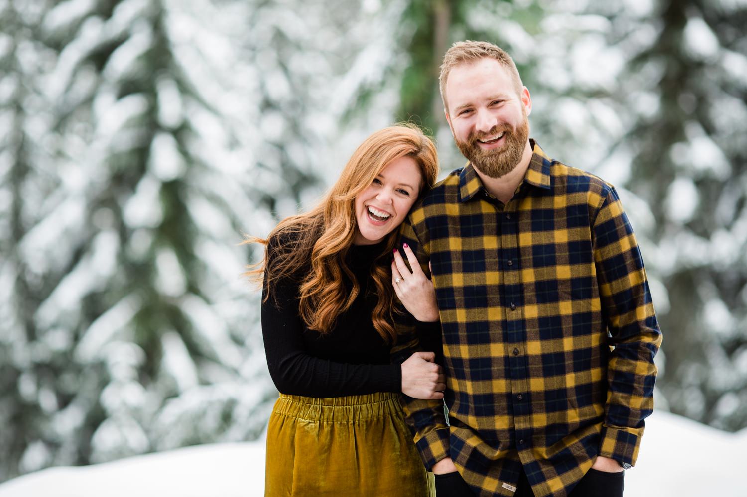 winter engagement session at Alpental