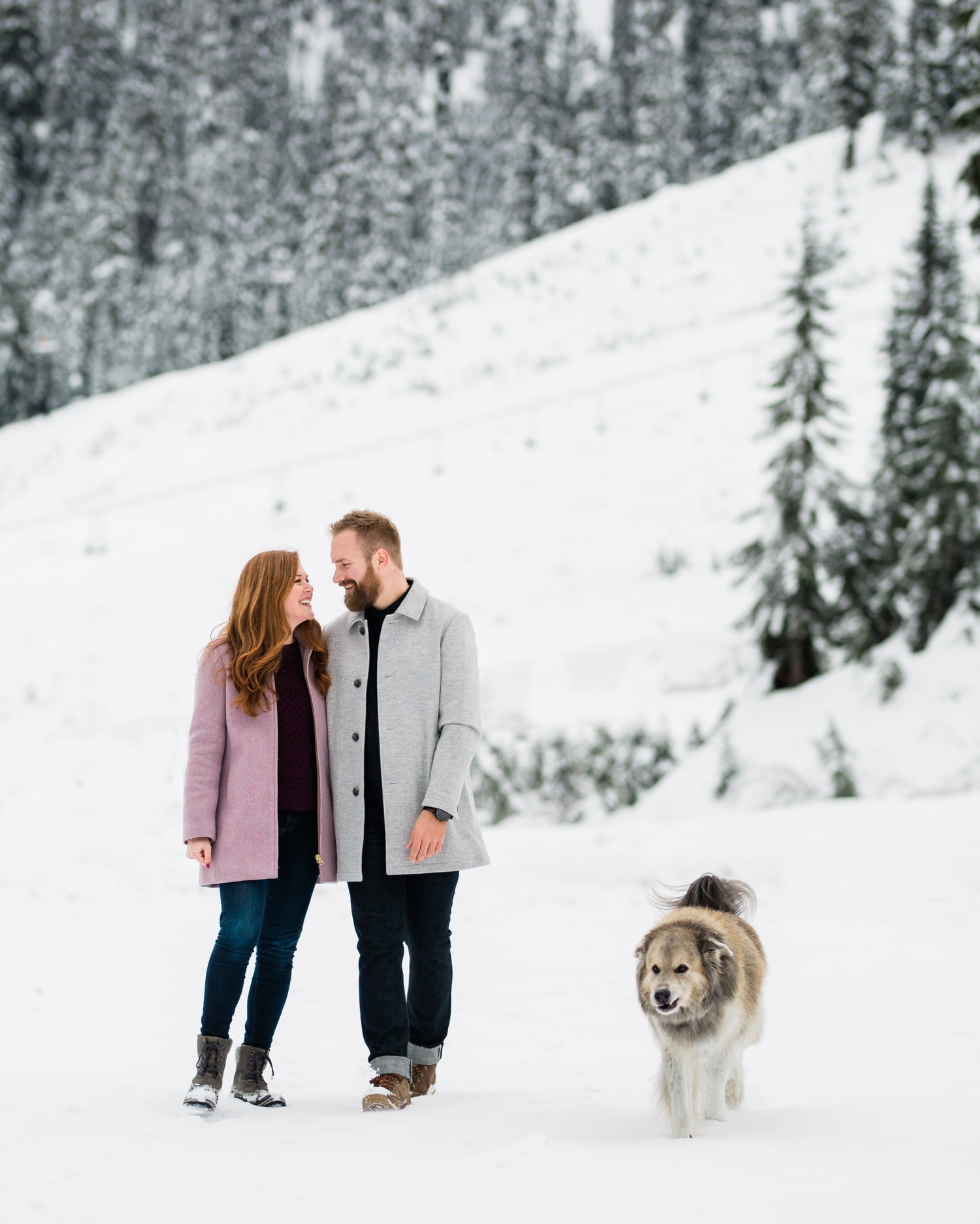 winter engagement session at snoqualmie pass