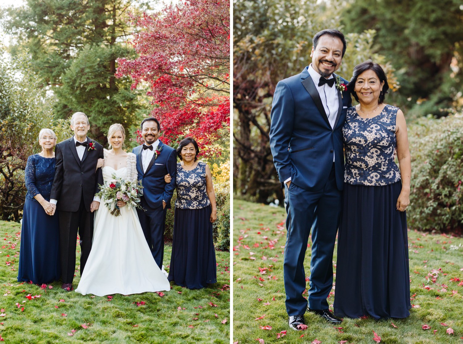 family formal photos at wedding in Olympia Washington