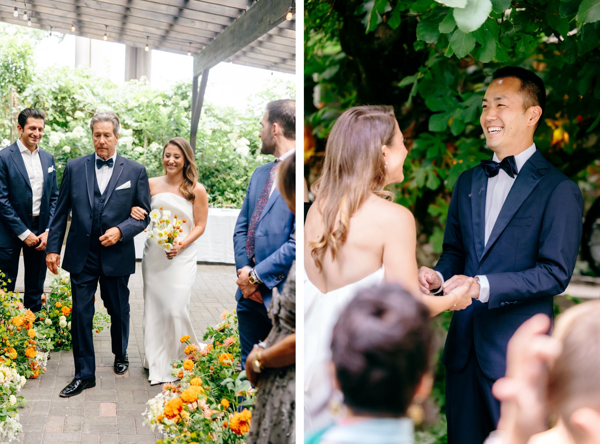 Bride walks down the aisle with her father