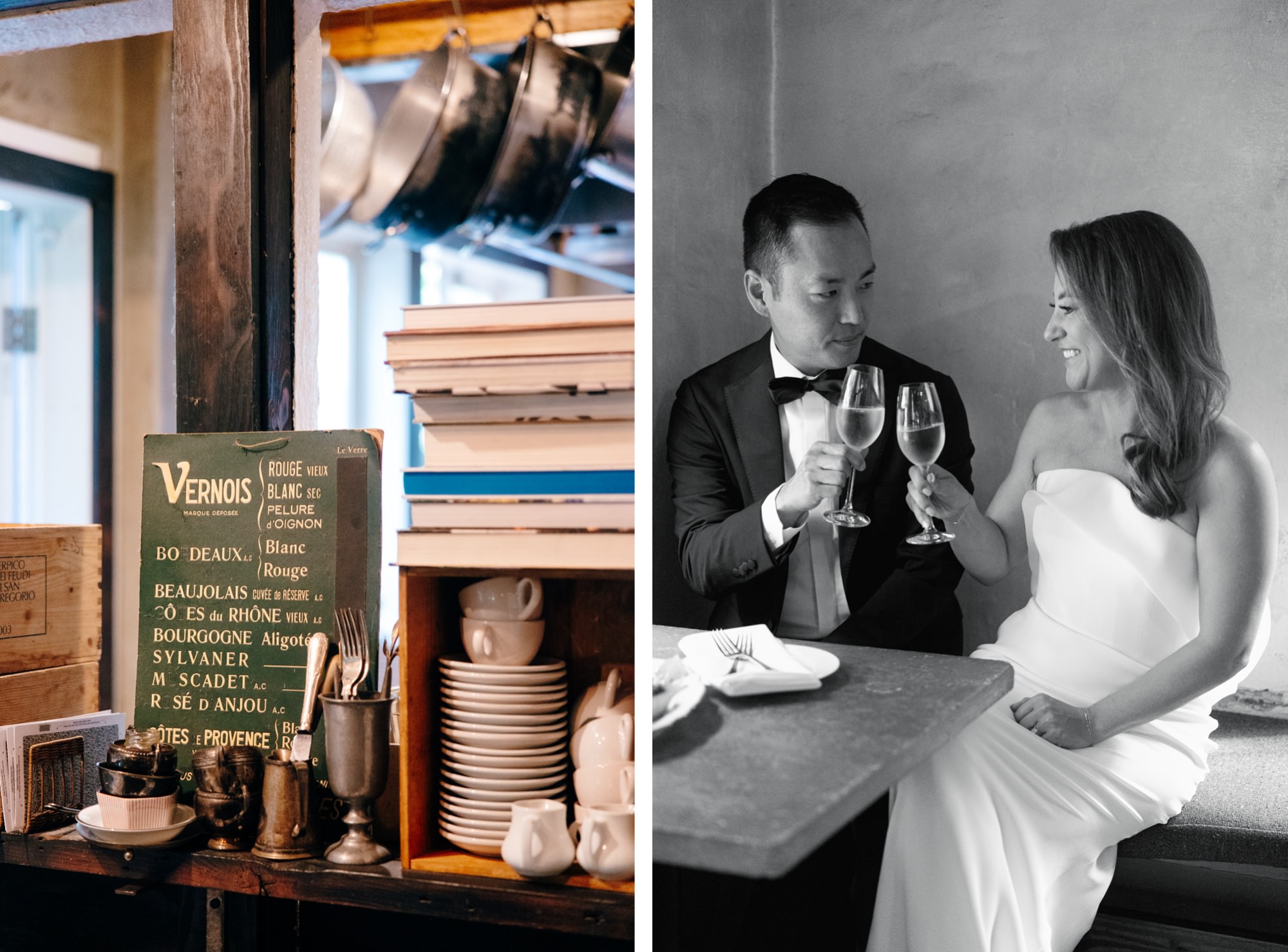 The couple shares a toast after their wedding ceremony