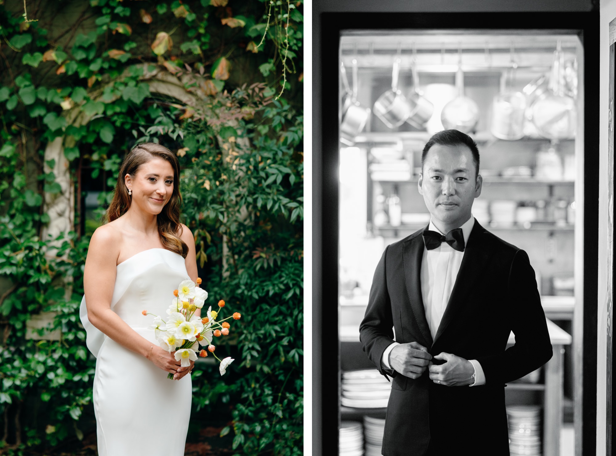 Portraits of the bride and groom