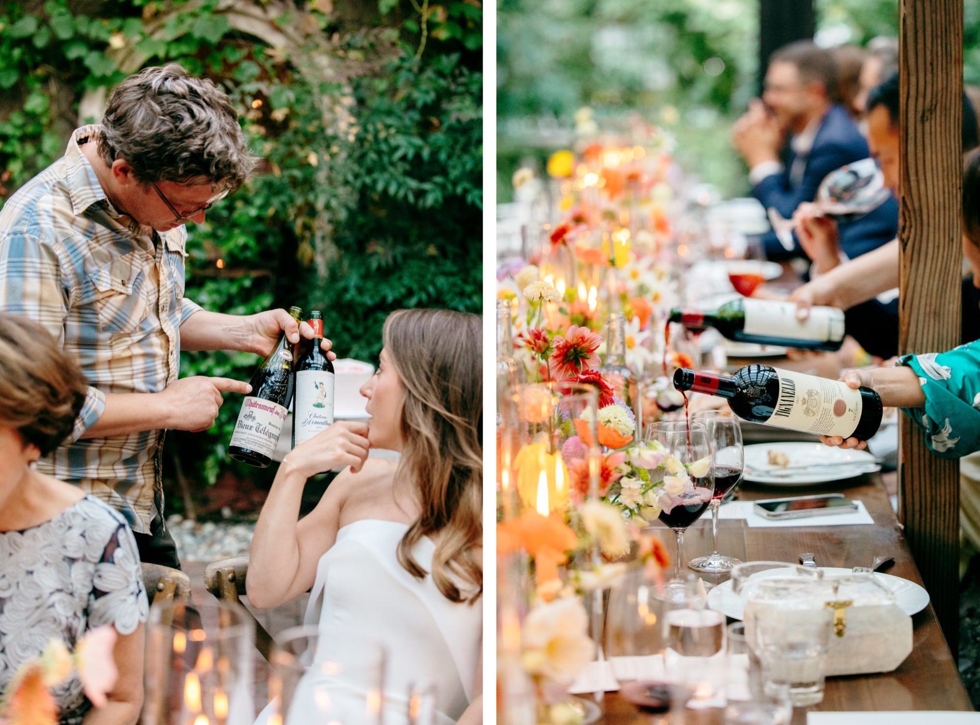 The team at The Corson Building serves wine during dinner.