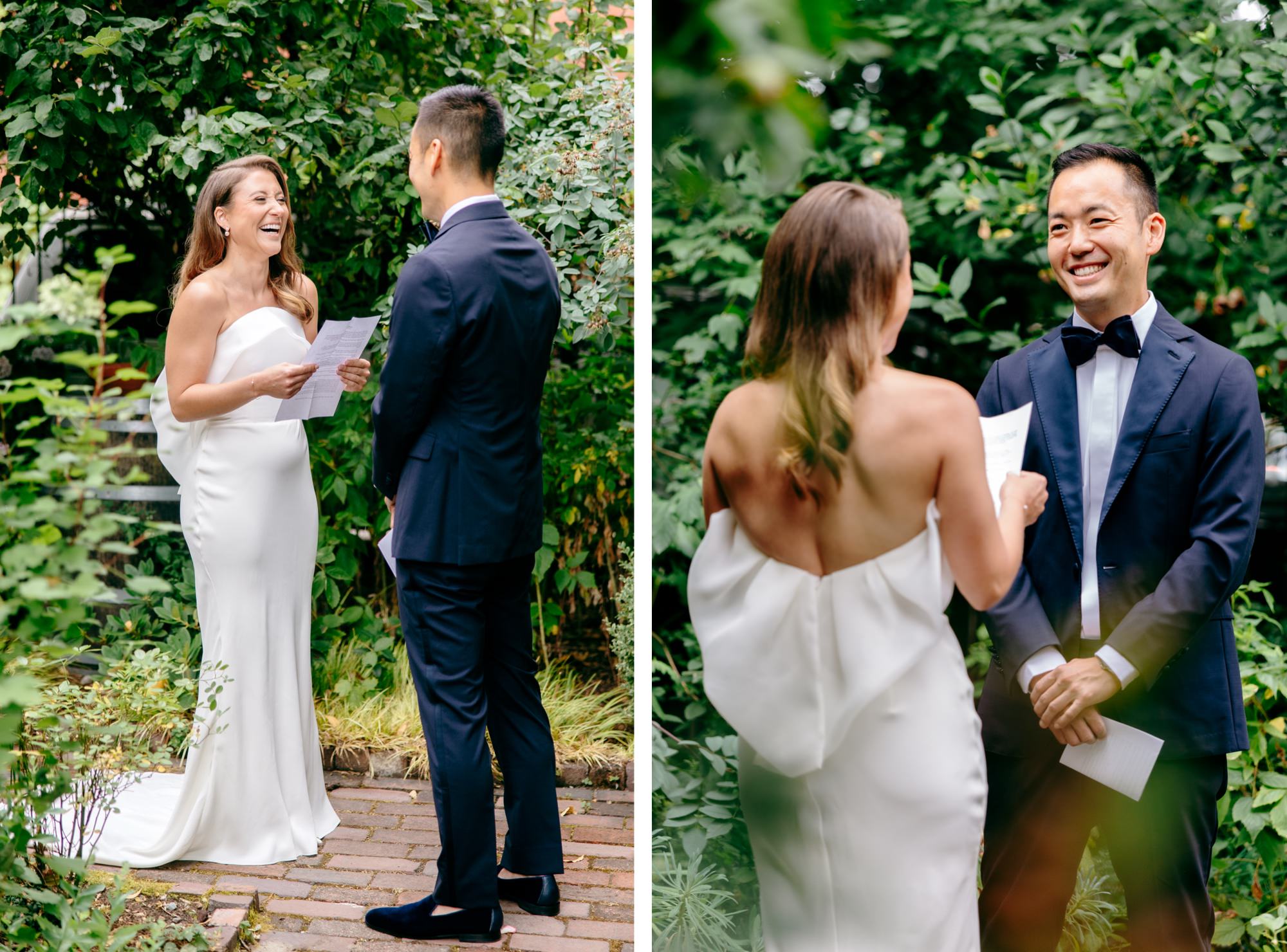 The couple exchanges vows privately