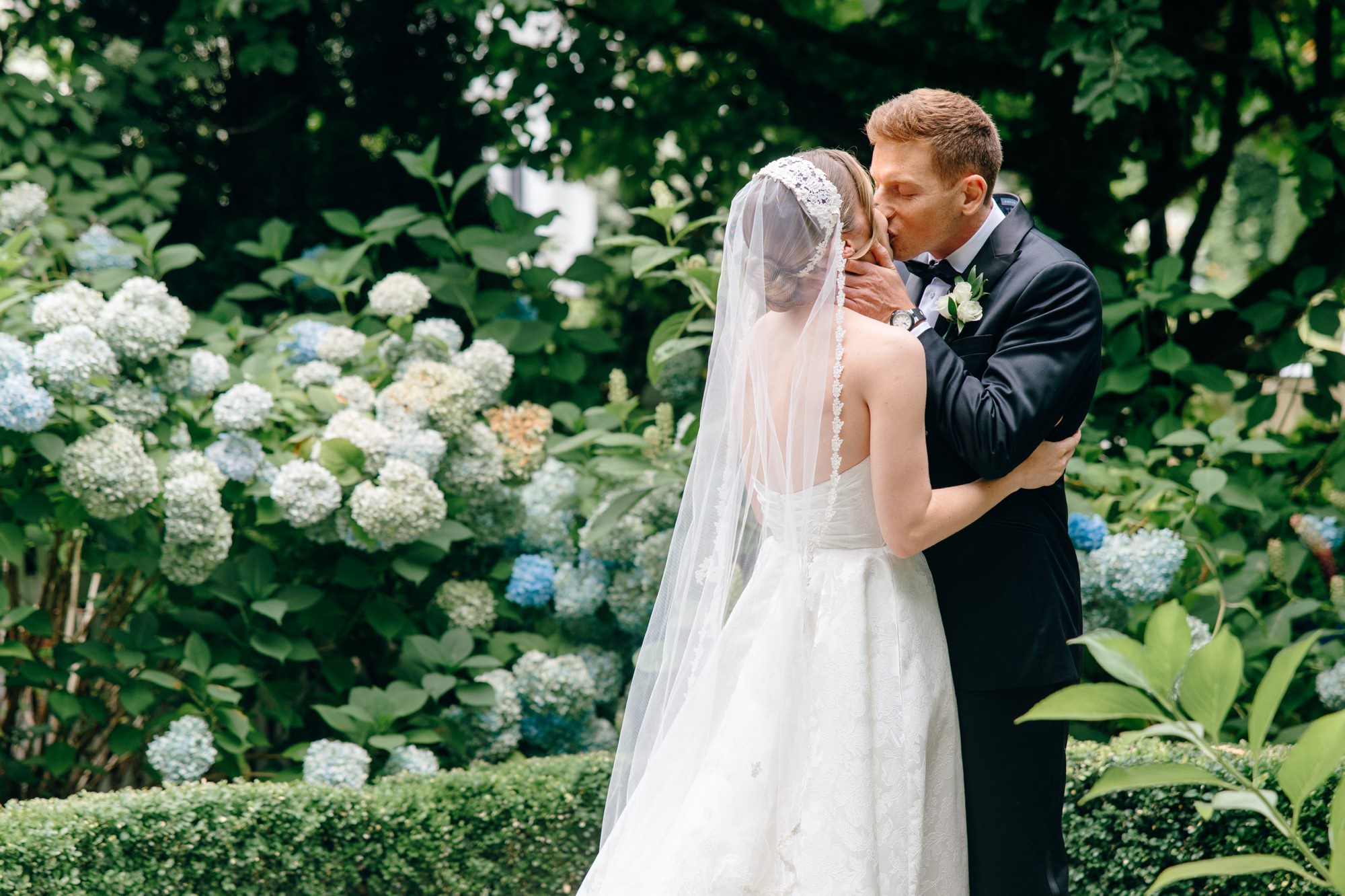 Romantic first look moment at Fox Hollow Farm during a Fox Hollow Farm wedding, set against natural outdoor scenery.