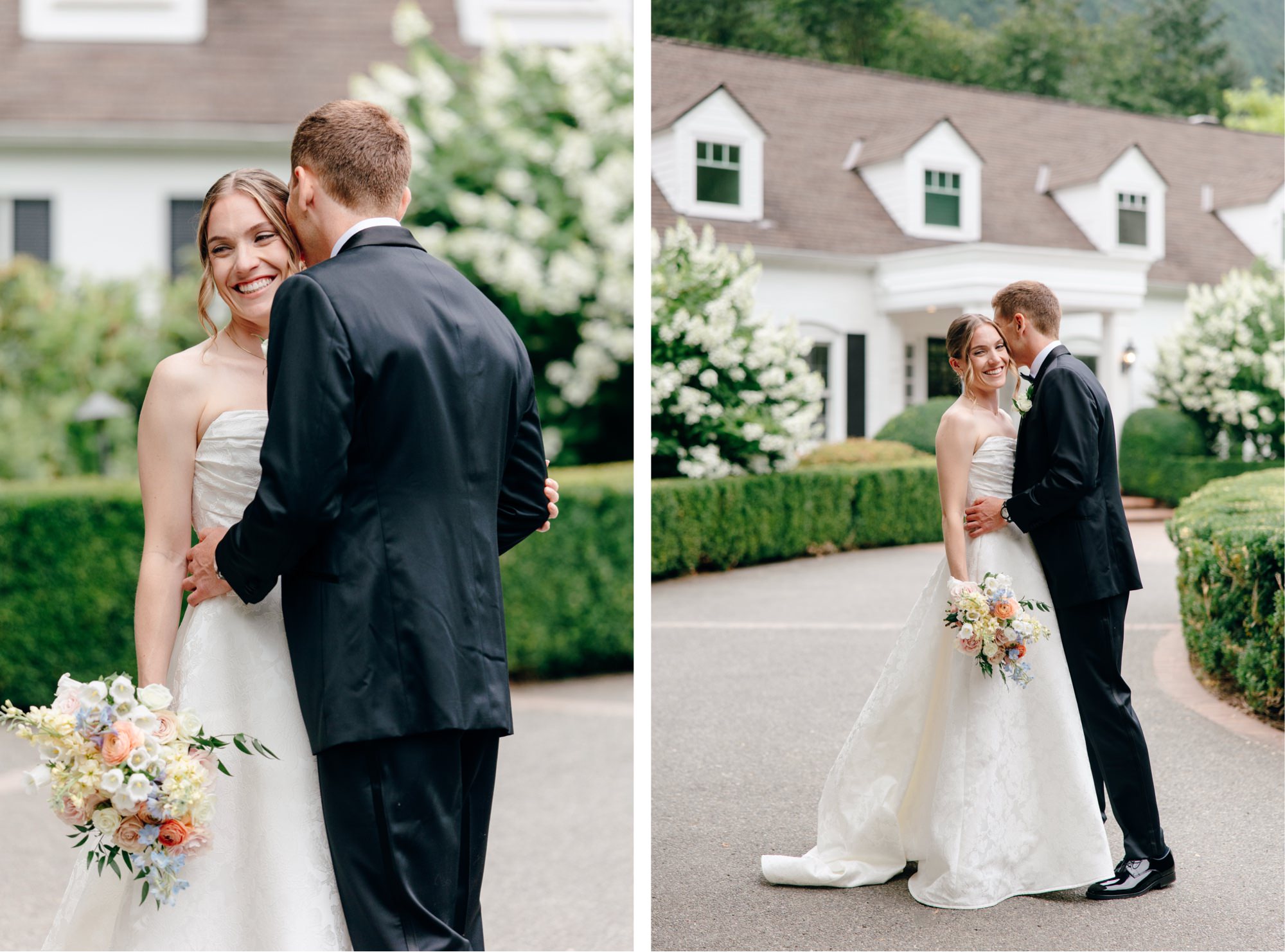 Fox Hollow Farm wedding couple photographed in scenic outdoor spaces, highlighting the venue’s charm and elegance.